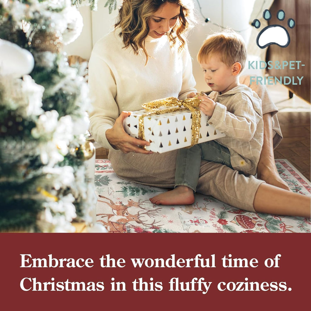 🎄🔥Soft Christmas Tree Santa Claus Carpet Runner