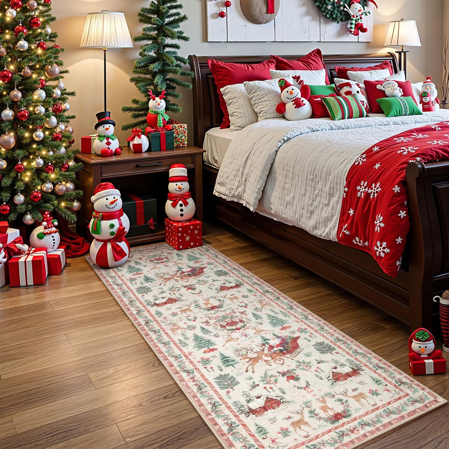 🎄🔥Soft Christmas Tree Santa Claus Carpet Runner