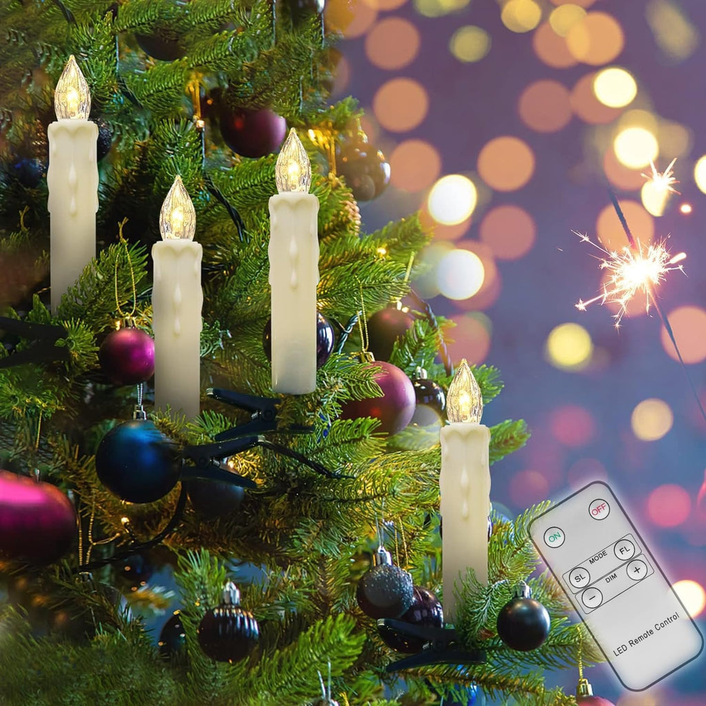 💥ON SALE💥10 Pack LED Flameless Taper Candles with Remote & Removable Clips🕯️✨