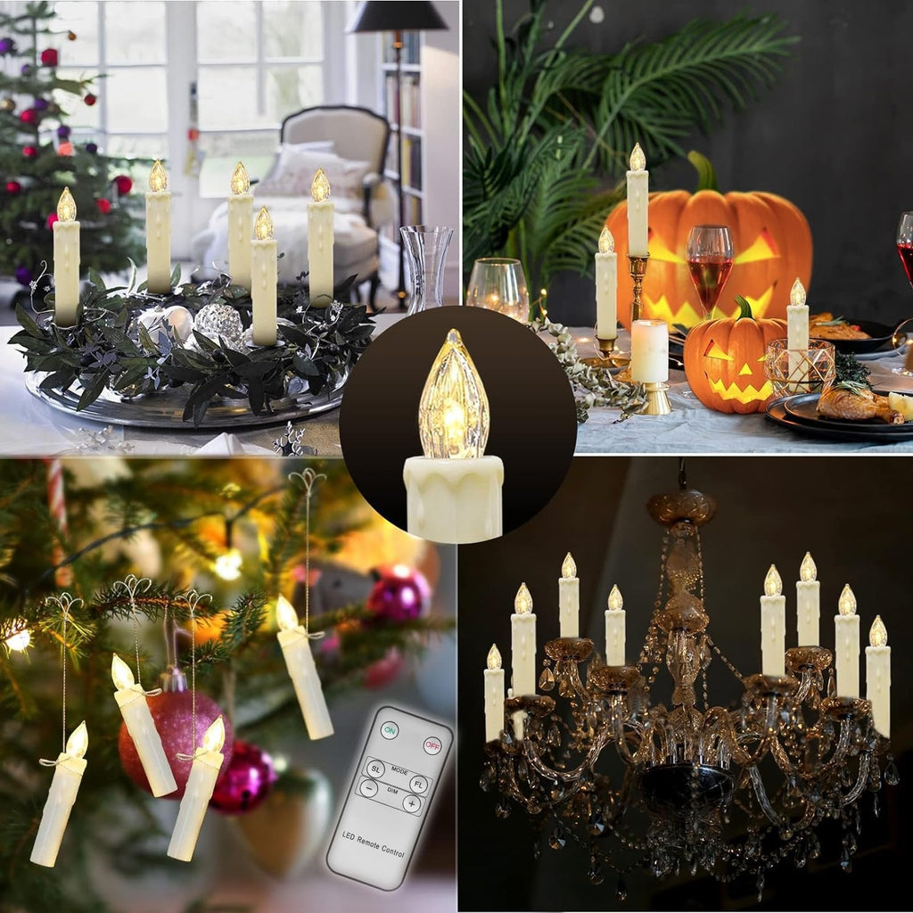 💥ON SALE💥10 Pack LED Flameless Taper Candles with Remote & Removable Clips🕯️✨