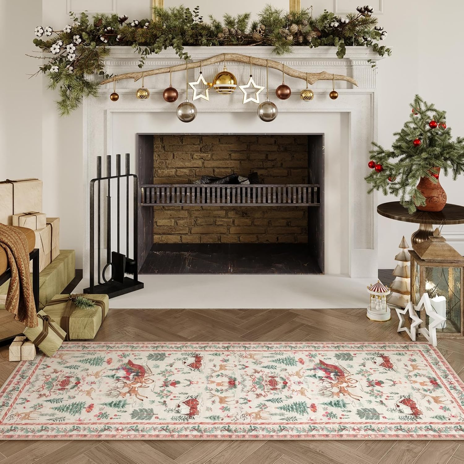 🎄🔥Soft Christmas Tree Santa Claus Carpet Runner